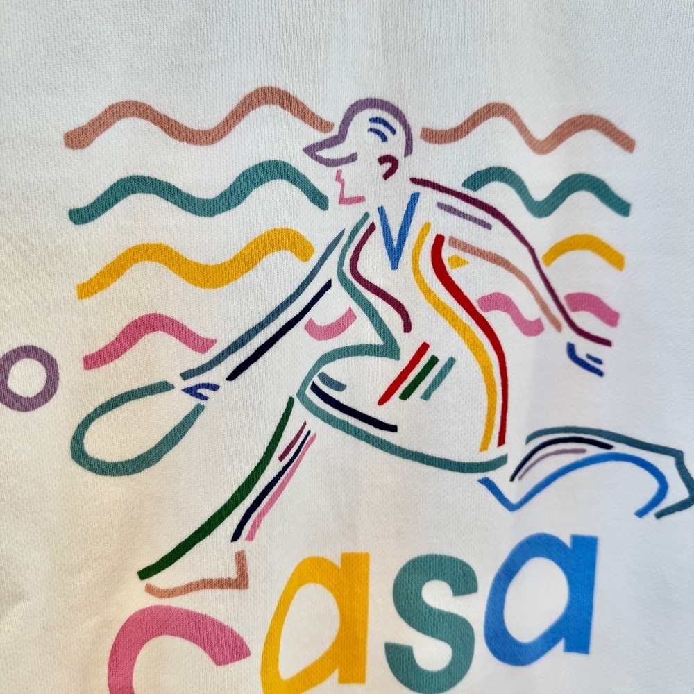 NWT Casablanca Beach Tennis Girl White Crewneck Sweatshirt Top - Picture 5 of 16